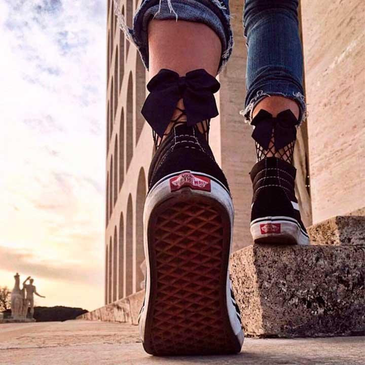 Носочки сетка с бантиком - Чёрный - 1/2/3/4 (XS/S/M/L) – Эротическое бельё Винница - изображение 3