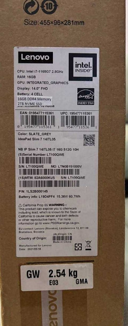 Ноутбук Lenovo IdeaPad Slim 7 14ITL05 (82A6000KUS) Харьков - изображение 2