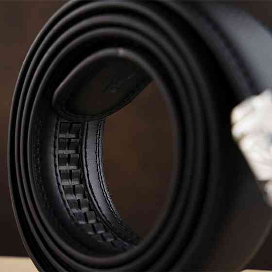 Ремень мужской c двойной строчкой тонкий Vintage 20312 Черный Киев