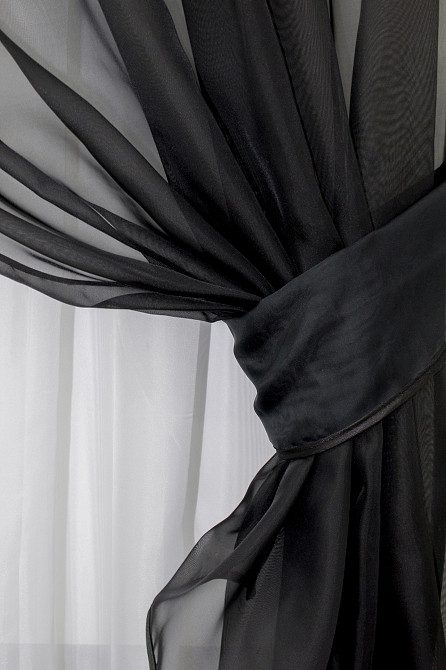Кухонна занавіска VR-Textil № 018к штора і тюль з ламбрекеном чорний з білим 270х170 см (50-318) Київ - фото 3