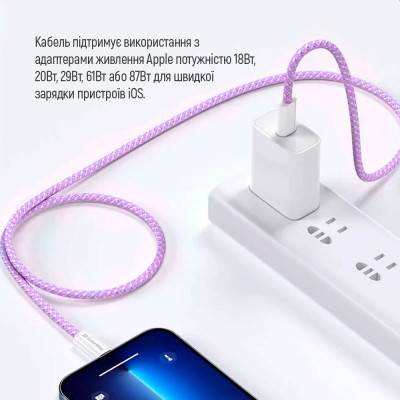 Дата кабель USB-C to Lightning 1.0m 27W purple ColorWay (CW-CBPDCL061-PU) Винница - изображение 5