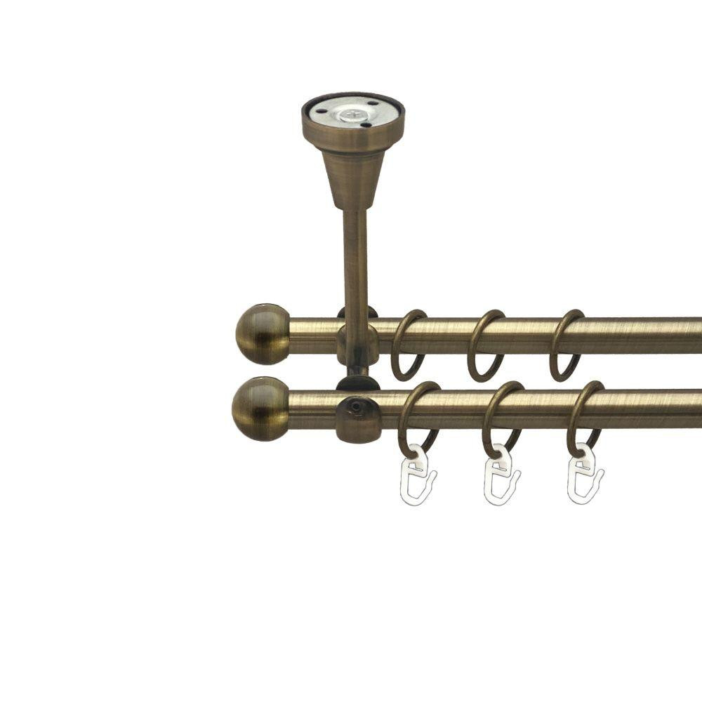Карниз Orvit Куля Болонь металевий дворядний відкритий до стелі гладка труба кільце металеве Антик 16\16 мм 240 см (00-00016913) Львів - фото 1