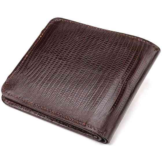 Елегантне портмоне для чоловіків у два складення з натуральної фактурної шкіри Коричневе (CANPELLINI) Київ