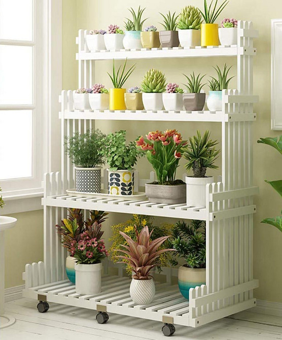 Підставка для квітів "Албуфейра 100" на коліщатках зефір Миколаїв - фото 1