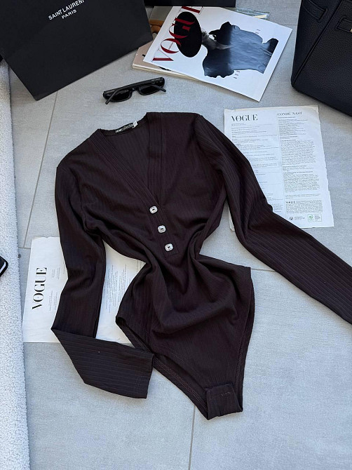 Жіноче тепле базове боді з ангори рубчик Шоколад, 42/46 Одеса - фото 1