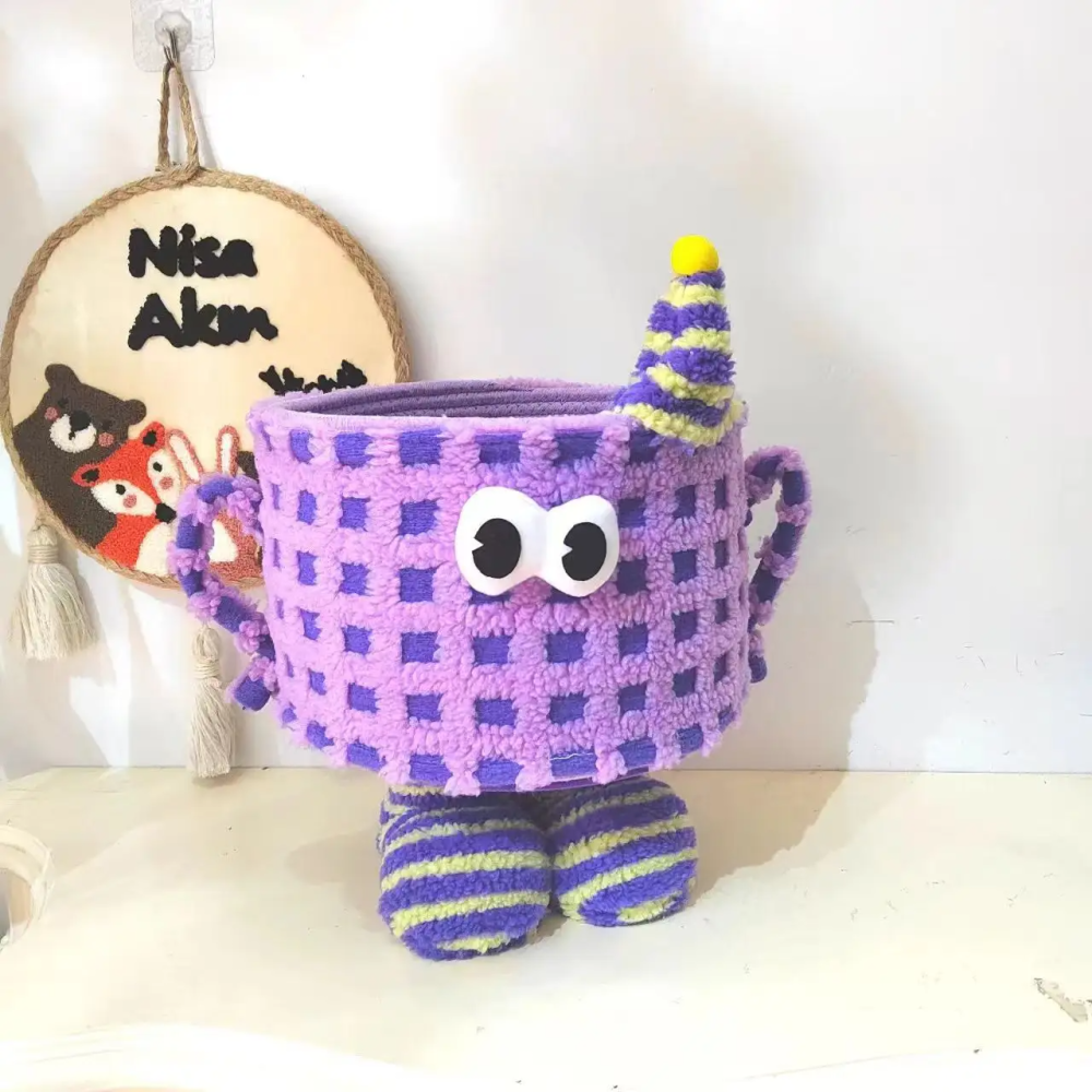 Кошик для іграшок плюшевий органайзер у дитячу кімнату м'який для речей та іграшок дитячий, фіолетовий Кам'янець-Подільський - фото 4