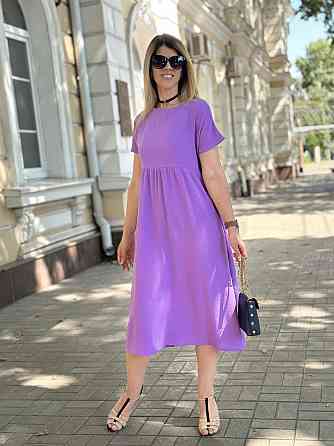 Літня сукня міді вільного крою "Ordinary" оптом | Батал 54-56, Лавандовий Київ