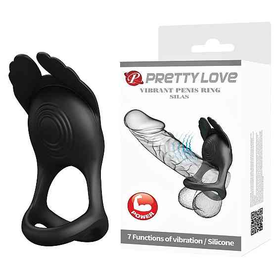 Эрекционное виброкольцо с крылышками PRETTY LOVE Silas 7 режимов, черное Sex Aura Киев