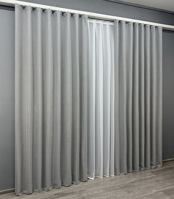 Комплект готовых штор VR-Textil Блэкаут двусторонний ASHEN NIGHT № 1845ш Серый 130х290 см 2 шт (39-964) Киев - изображение 4