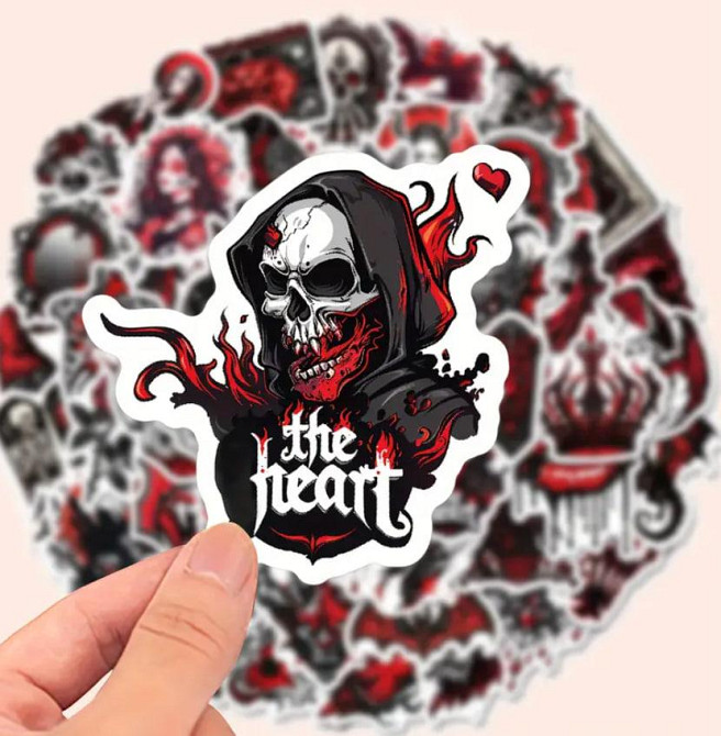 Демоничні наклейки. Водонепроникні вінілові готичні наклейки для пляшки води, комп'ютера, 50 штук Київ - фото 1