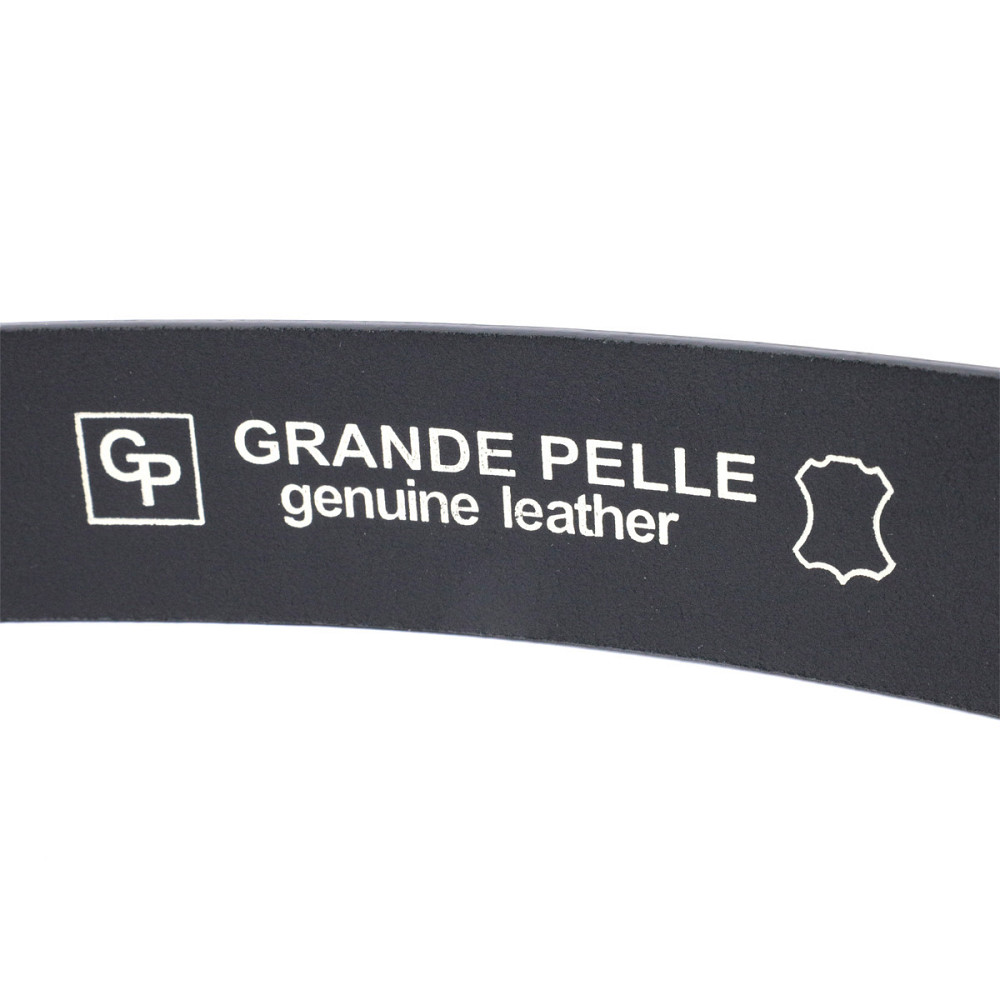 Якісний ремінь під джинси з натуральної шкіри GRANDE PELLE 11685 Чорний Київ - фото 6