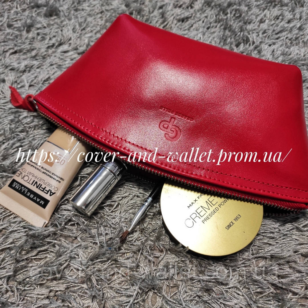 Стильная кожаная женская косметичка красного цвета Grande Pelle 805660 Киев - изображение 2