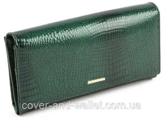 Зеленый лаковый женский кошелек с блоком под карточки Marco Coverna MC-403-2480 Киев