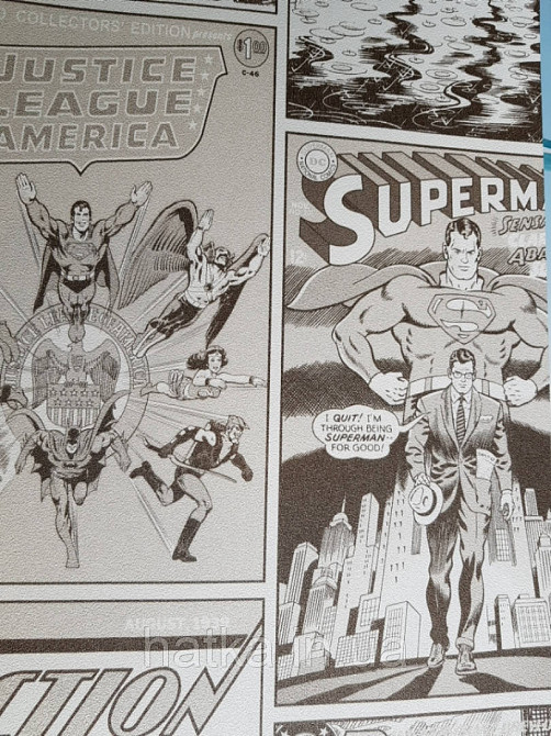 Метрові вінілові шпалери на флізеліні AdaWall Ada Kids дитячі афіші написи коміксів бежеві білі Київ - фото 4