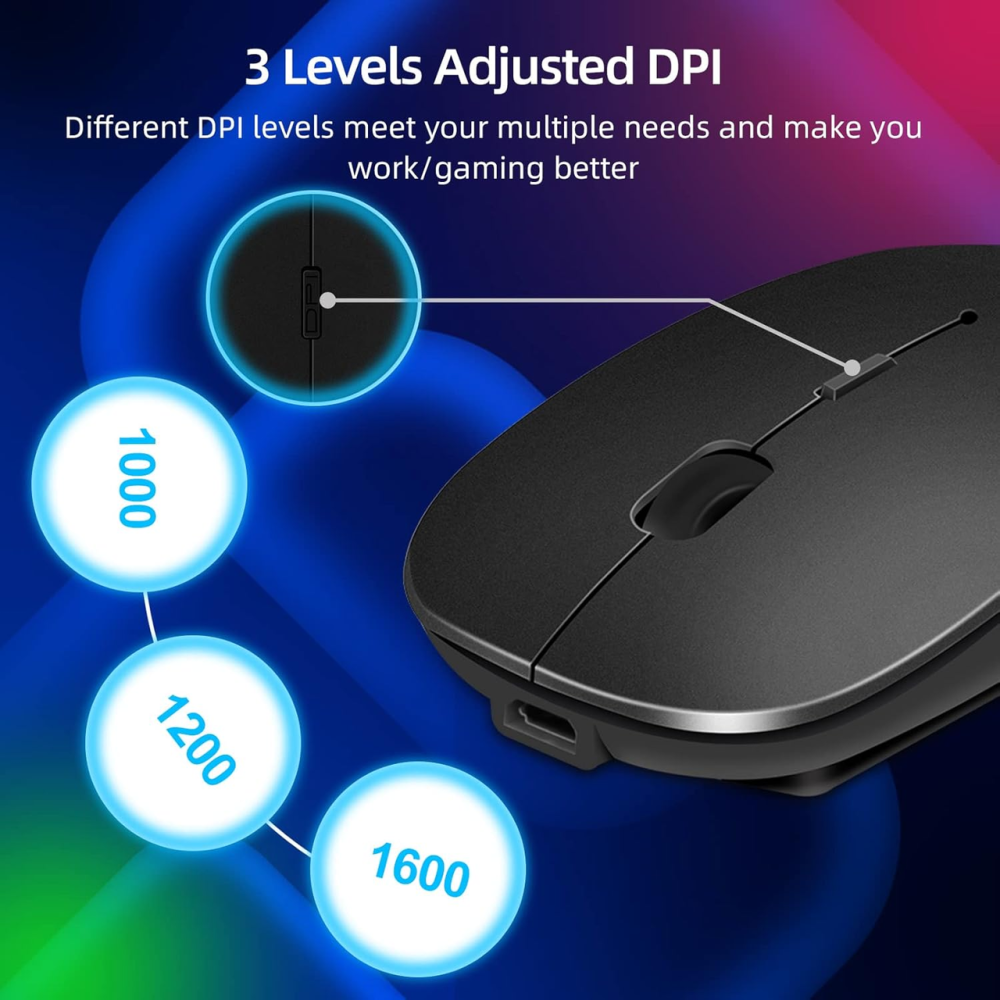 Бездротова мишка LEAPEST Dual Mode Black — преміум миш Bluetooth 5.1 + 2.4 ГГц з адаптером Type-C для MacBook, iPad та ПК Київ - фото 7