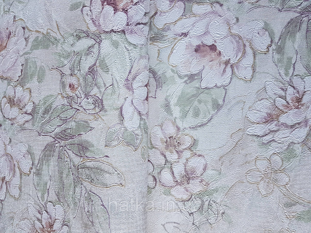 Шпалери метрові вінілові на флізелін Grandeco Poem квіти троянди структурні бордові коричневі на білому Київ - фото 1