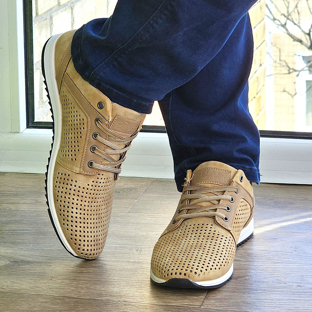 Чоловічі мокасини Літні Бежеві Туфлі Сіточка Коричневі Світлі (розміри: 40,41,42,43,44,45) - 201-4 Дніпро - фото 8