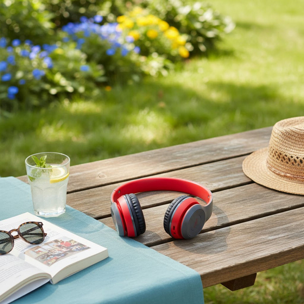 Бездротові Bluetooth-навушники з мікрофоном і Mp3 плеєром, P47, Червоний/Стереогарнітура/Накладні навушники блютуз Київ - фото 9