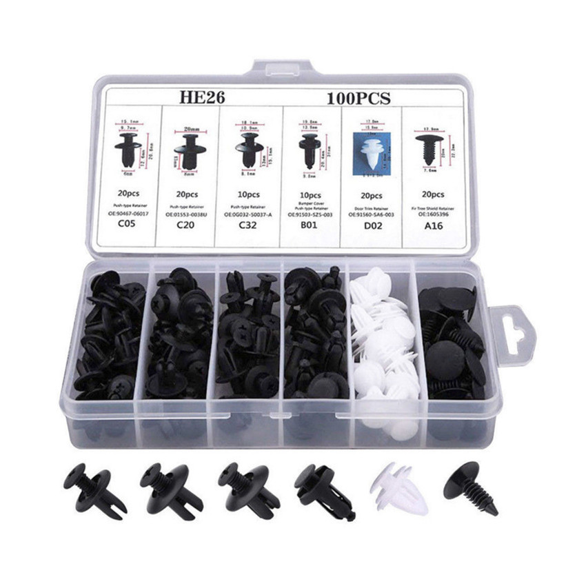 Набор автомобильных крепежей 100 шт, универсальные пистоны и клипсы для обшивки и бампера Киев - изображение 1