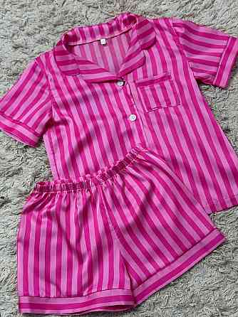 Дитяча піжамка із сатину шорти з сорочкою Малиновий р.146-152 Харків