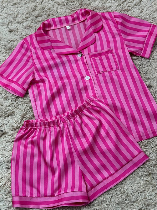 Дитяча піжамка із сатину шорти з сорочкою Малиновий р.146-152 Харків - фото 3