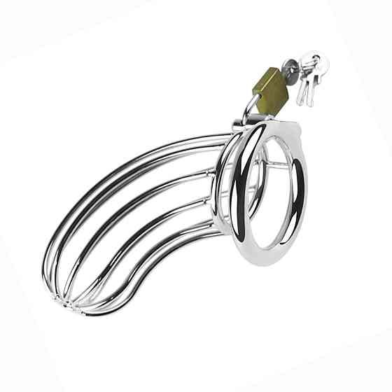 Срібний металевий пояс вірності для чоловіків Metal Penis Cock Cage Sex Aura Київ