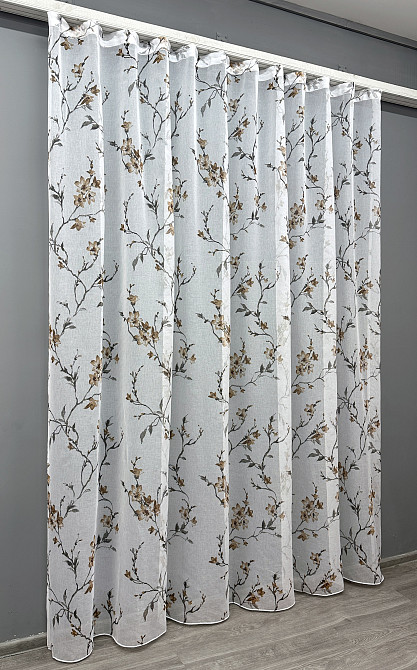 Тюль VR-Textil 1905т Flora Батист Білий з коричневим 300х270 см (40-246) Київ - фото 3