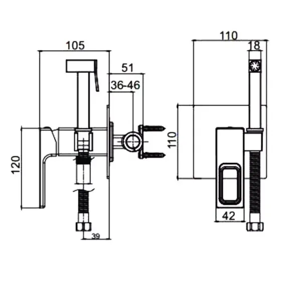 Гігієнічний душ прихованого монтажу GAPPO G7217-9 графіт Київ