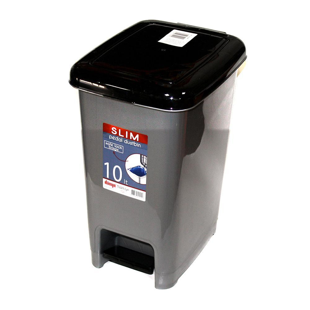 Мусорное ведро 10л с педалью Slim серый Харьков - изображение 1