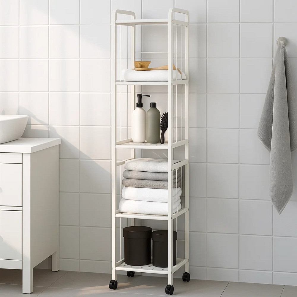 Стеллаж для кладовой,ванной комнаты,кухни полка напольная передвижная на колесах 5 ярусов 33х25х141 см Каменец-Подольский - изображение 7