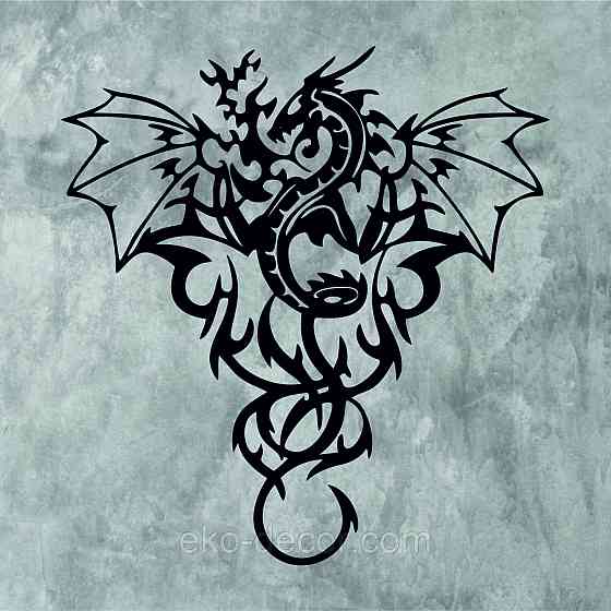 Декоративное настенное Панно «Дракон» Декор на стену 70*66 см, Черный Киев