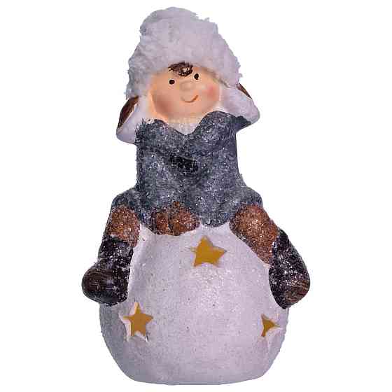 Yiwu Новорічна декоративна фігурка з підсвіткою 10×8.5×16 см Новорічний декор Дитина на снігові Коломия