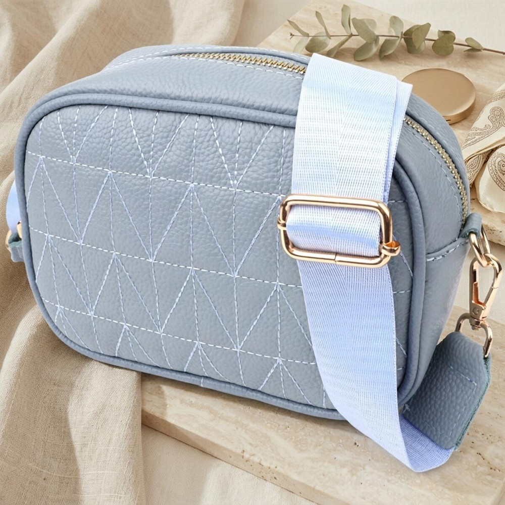 Сумка жіноча на кожен день з натуральної шкіри Vintage 22902 Сіро-блакитний Київ - фото 11