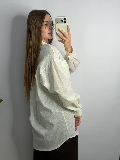 Жіноча літня сорочка oversize Молочний, S/M Харків - фото 2