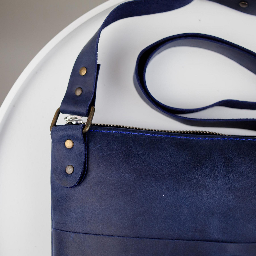 Сумка-месенджер Skill з натуральної шкіри Crazy Horse, через плече (Синій) Суми - фото 5