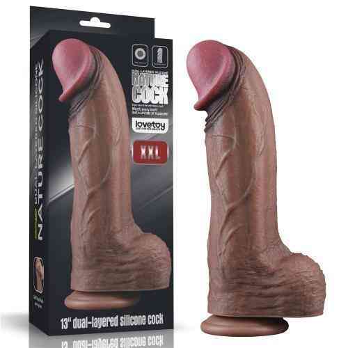 Фалоімітатор - Dual-Layered Silicone Cock 13" Brown Sex Aura Київ
