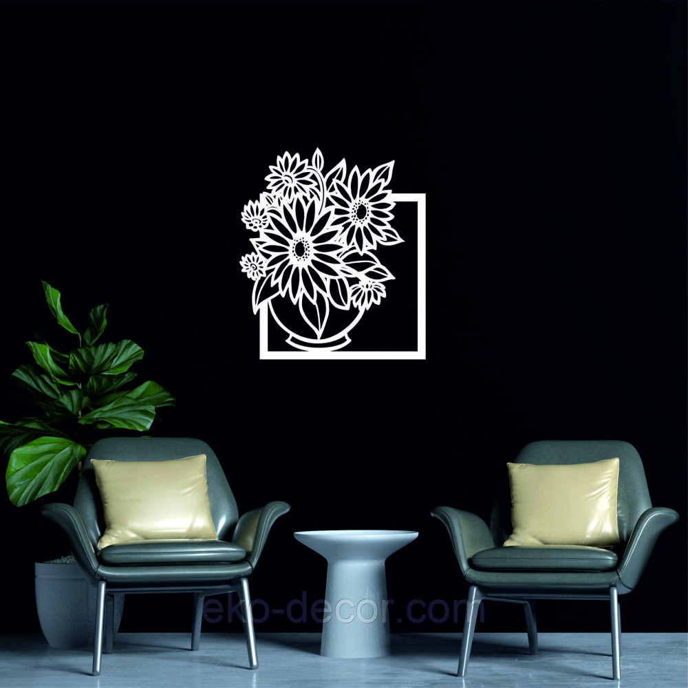 Декоративное настенное Панно «Букет цветов», Декор на стену 110*96 см, Белый Киев - изображение 8