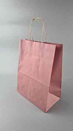 Пакет с ручками бумажный крафт Розовый 260х150х350, 80г/м2 (25 шт) Харьков