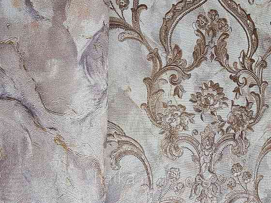 Шпалери метрові вінілові на флізелін Grandeco Poem вензелі структурні золотисті на бузковому Київ