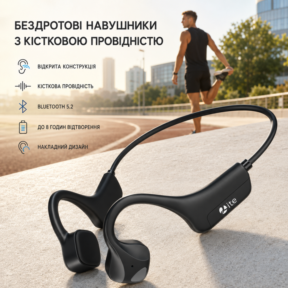 Беспроводные наушники с костной проводимостью Bluetooth 5.2, Open-Ear, до 8 часов, микрофон, IP54, 25 г, для спорта Киев - изображение 8