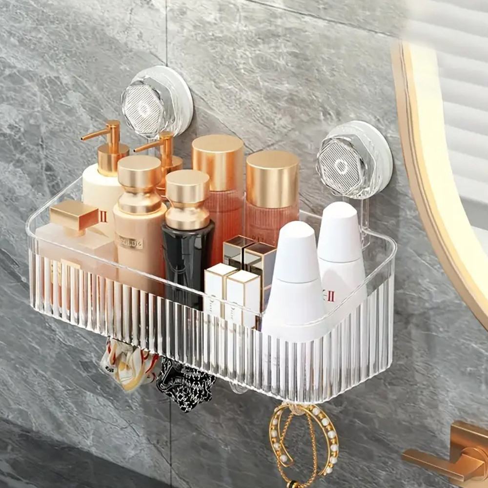 Настінна полиця у ванну на присосках 30х22х10,8 см,Прозора SBR Київ - фото 1