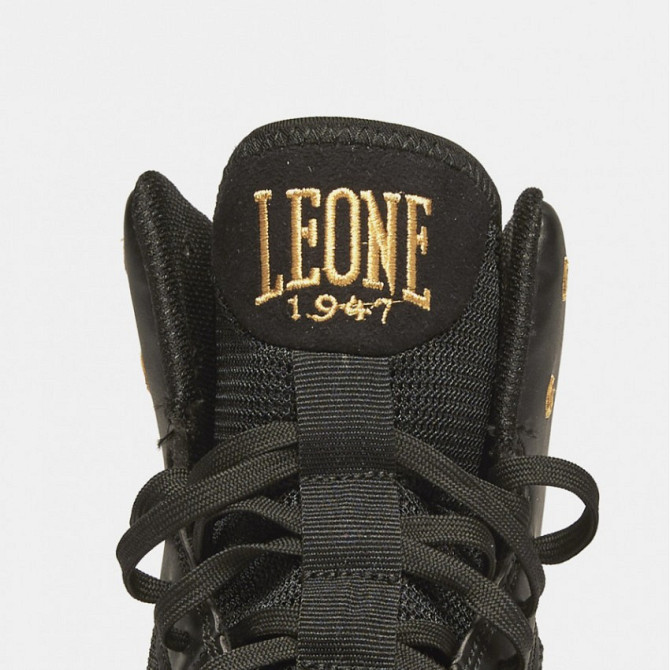 Боксерки Leone Premium 40 розмір професійні боксерські черевики середньої висоти, чорні з золотим принтом Київ - фото 8