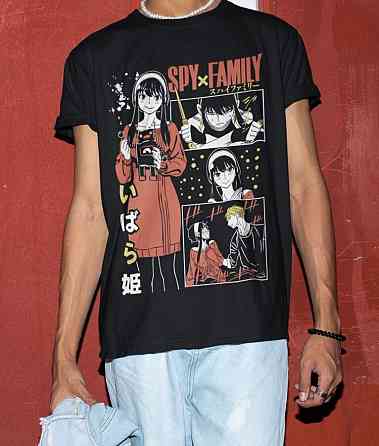 Футболка для хлопчика з аніме принтом Шпигун і сім’я оверсайз (зріст від 165 до 180) Чорний AnimeJ1135m Дніпро