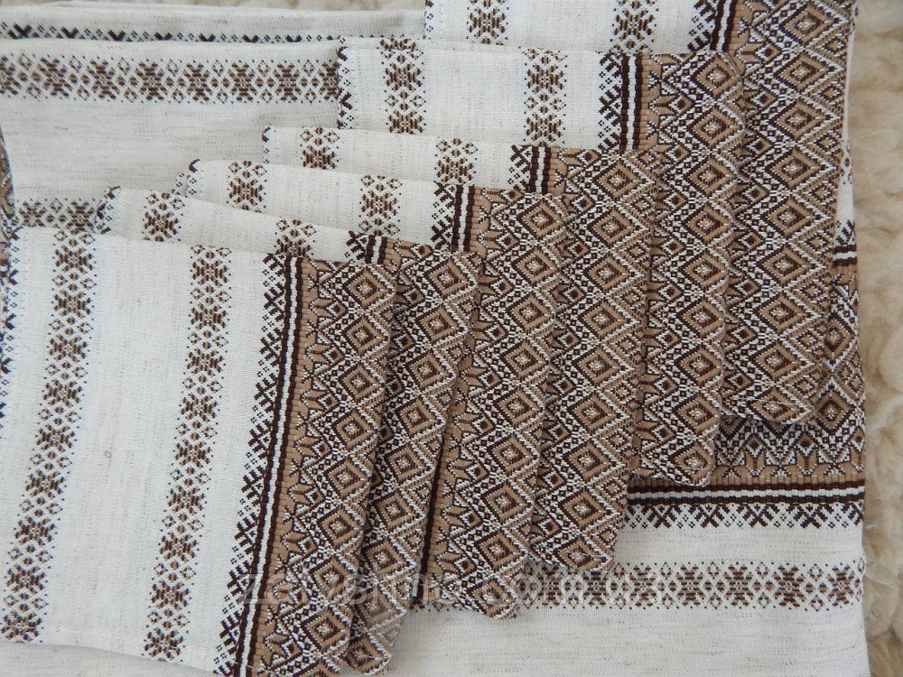 Кавовий комплект скатертини та серветок на льону Київ - фото 1