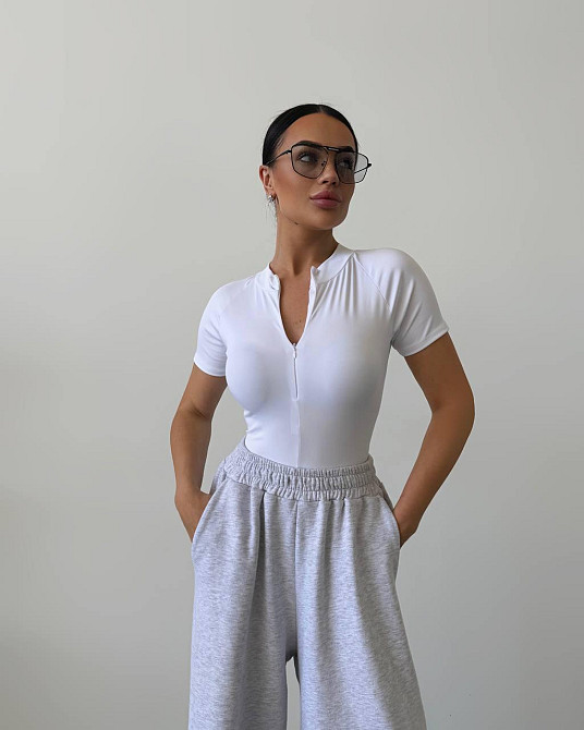 Жіночий базовий боді на блискавці мікродайвінг Білий, 46/48 Одеса - фото 1