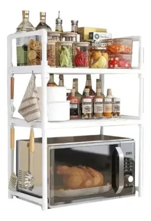 Fan&Fan Универсальная полка-стеллаж для микроволновки 2 уровня 48х26х71 см YH-6616-2 белая Київ