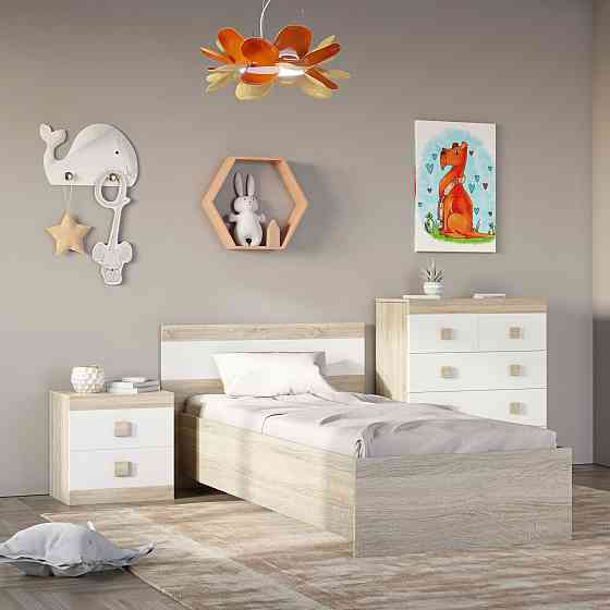 Спальня Детская Эверест Соната Комплект 8 (модульная - 3 элемента) дуб сонома + белый (DTM-2593) Днепр