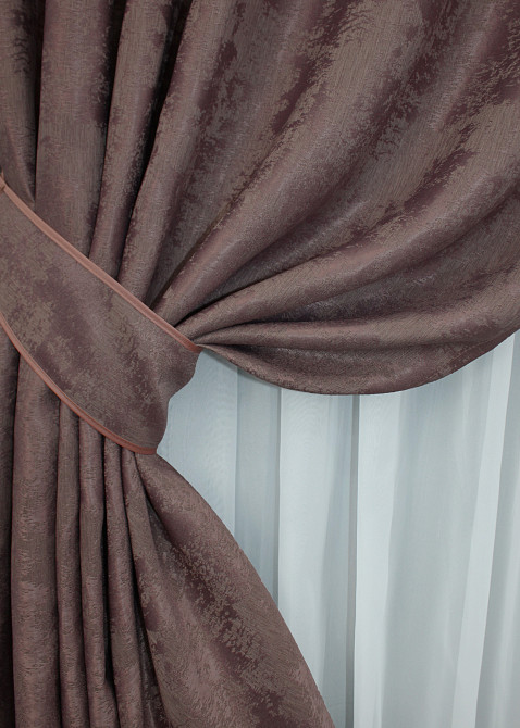 Комплект коротких штор VR-Textil Жаккард Sultan XO № 1681ш Бурый 130х170 см 2 шт (35-0304) Киев - изображение 4