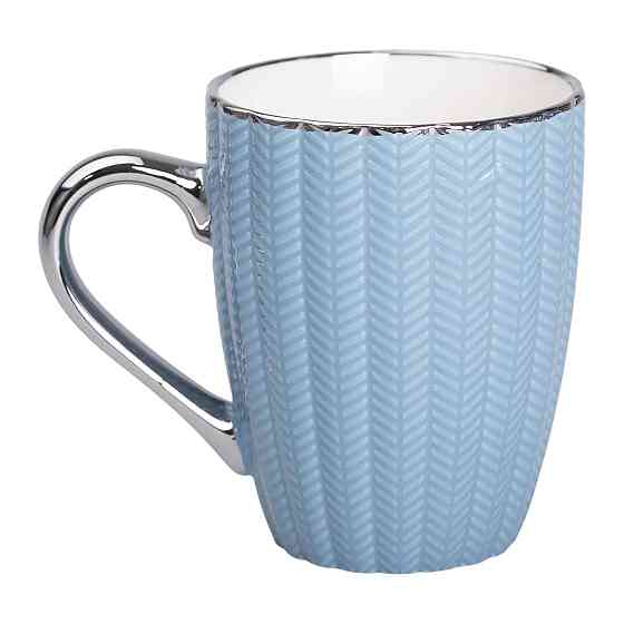Liling Rongxiang Ceramic Чашка порцелянова 400 (мл) зі сріблястим обідком і ручкою Блакитна RX- Київ