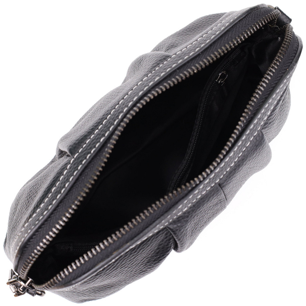 Женская сумка из мягкой натуральной кожи с акцентом на драпировку Vintage 22896 Черный Киев - изображение 7